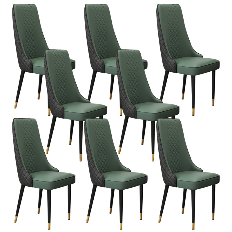 Glam Style Side Chair Leather Parsons Indoor Dining Chair for Living Room