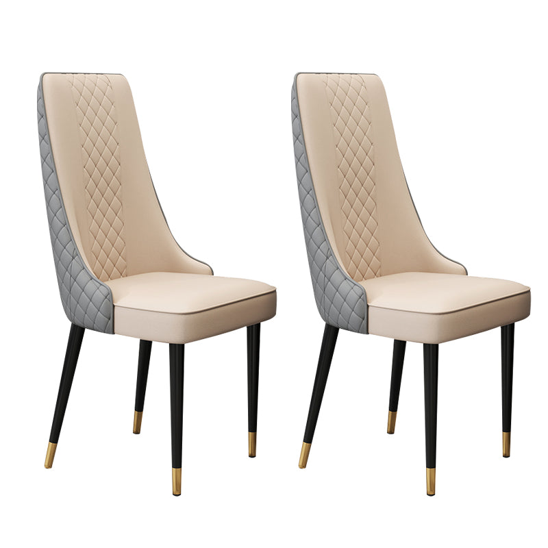 Glam Style Side Chair Leather Parsons Indoor Dining Chair for Living Room