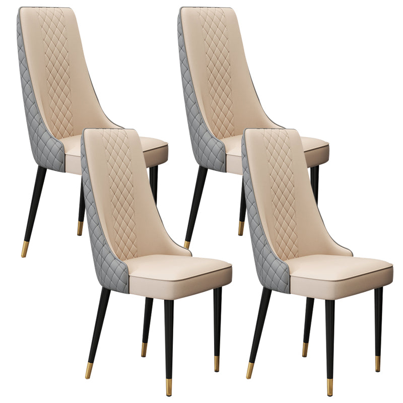 Glam Style Side Chair Leather Parsons Indoor Dining Chair for Living Room