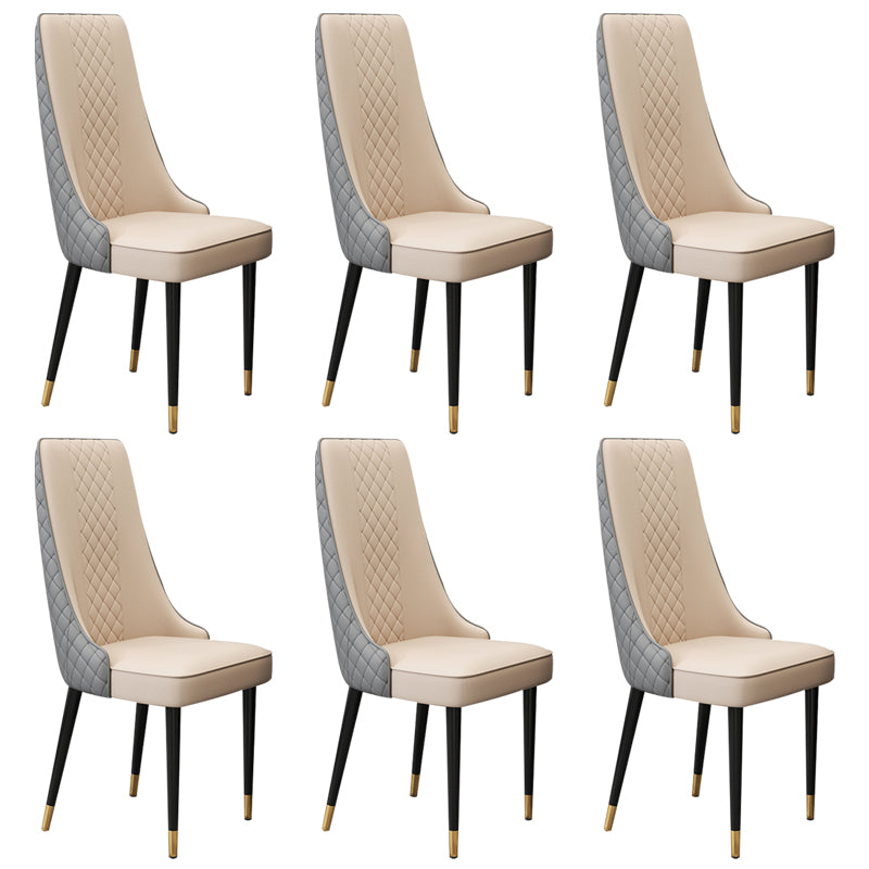 Glam Style Side Chair Leather Parsons Indoor Dining Chair for Living Room