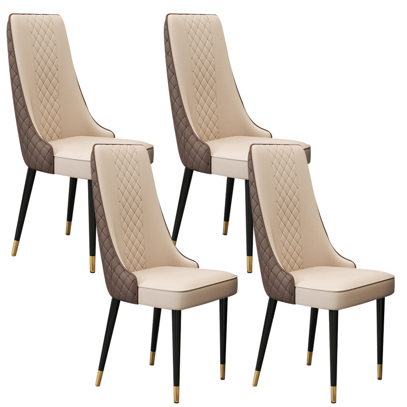 Glam Style Side Chair Leather Parsons Indoor Dining Chair for Living Room