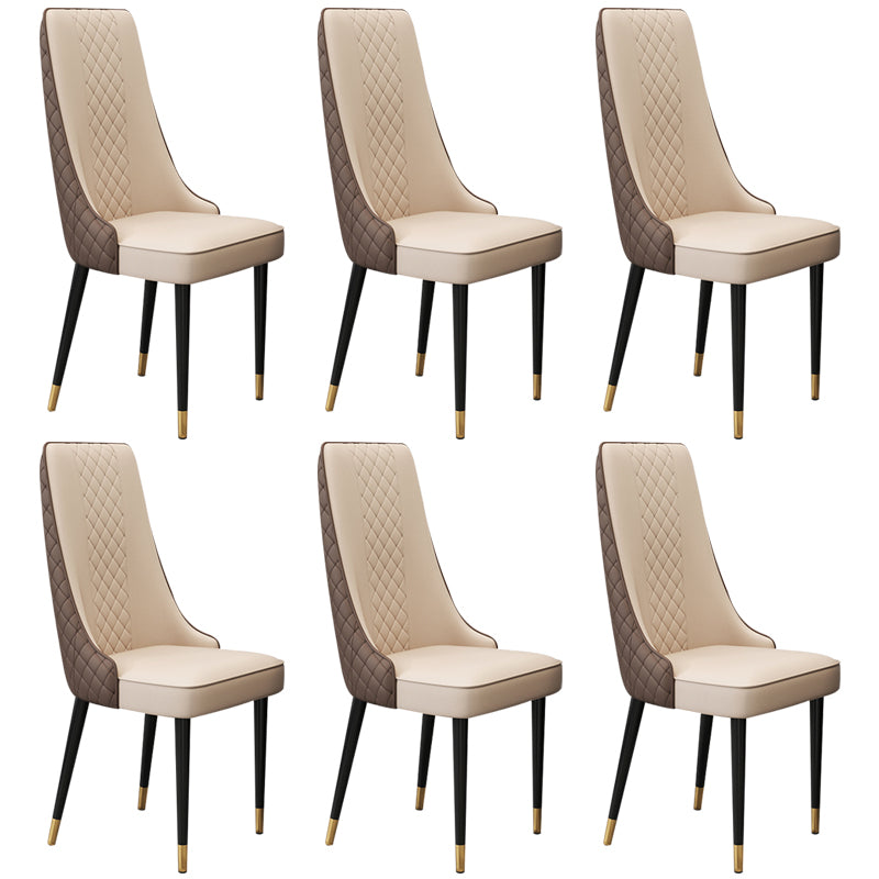 Glam Style Side Chair Leather Parsons Indoor Dining Chair for Living Room