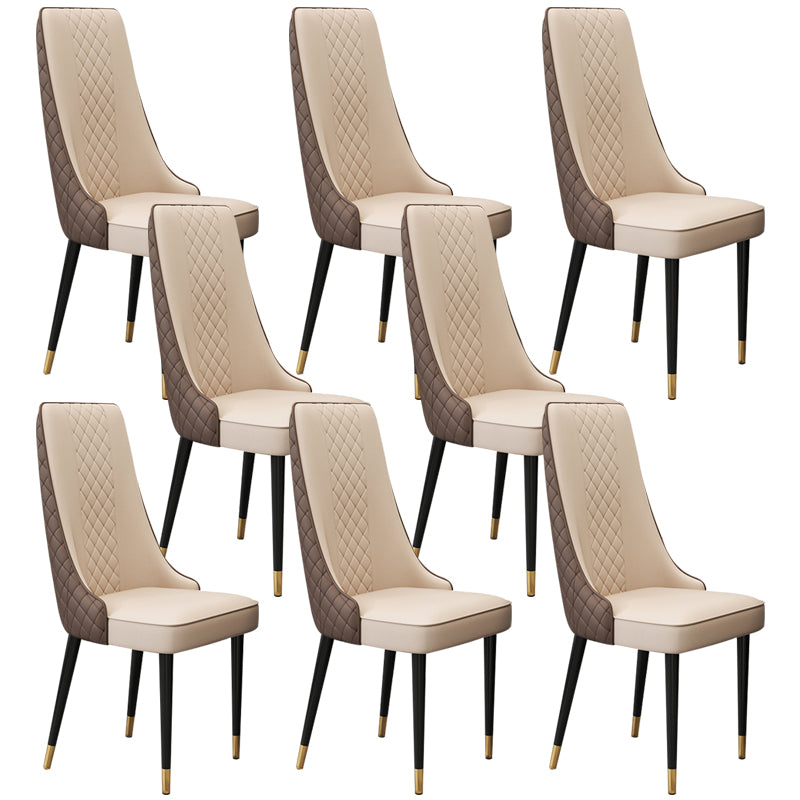 Glam Style Side Chair Leather Parsons Indoor Dining Chair for Living Room
