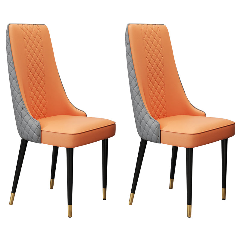 Glam Style Side Chair Leather Parsons Indoor Dining Chair for Living Room