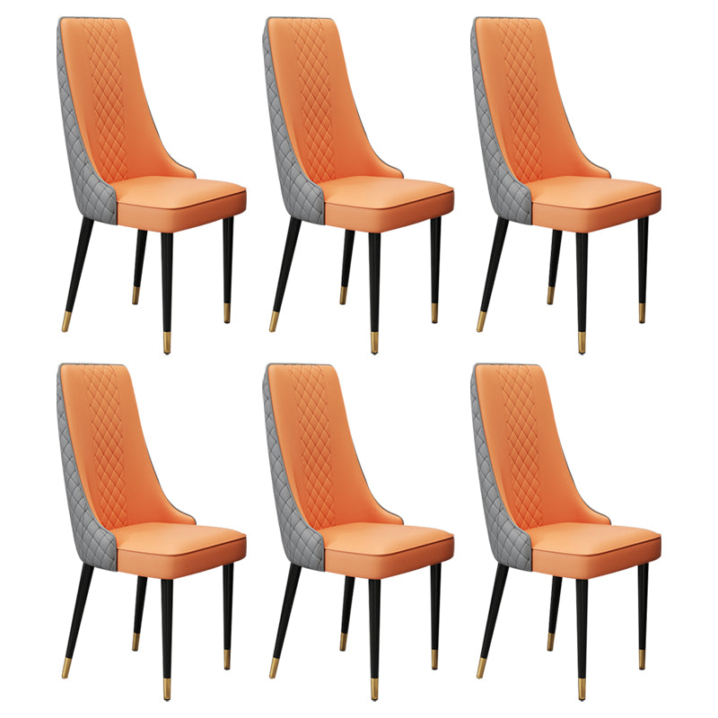 Glam Style Side Chair Leather Parsons Indoor Dining Chair for Living Room