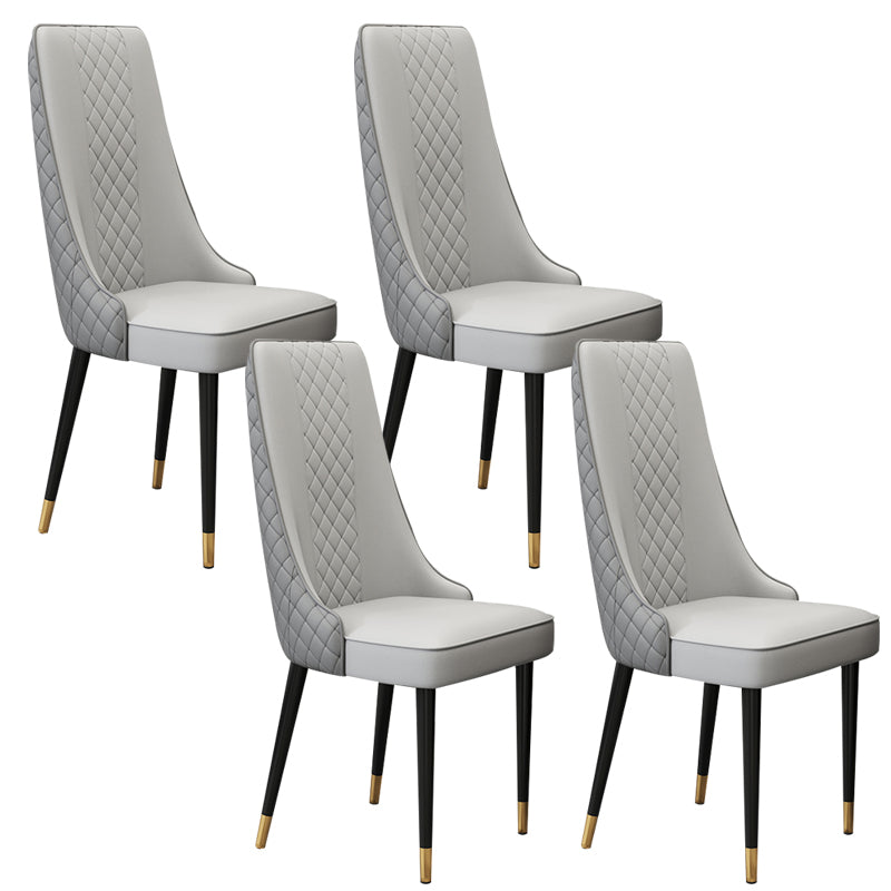 Glam Style Side Chair Leather Parsons Indoor Dining Chair for Living Room