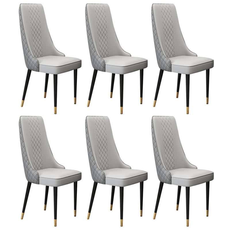 Glam Style Side Chair Leather Parsons Indoor Dining Chair for Living Room