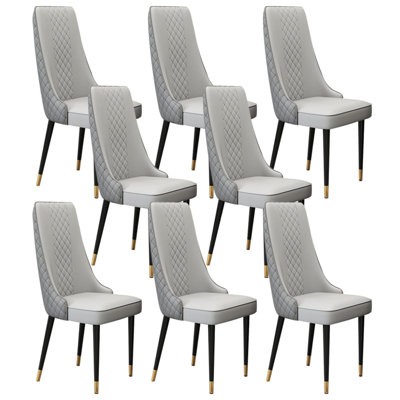 Glam Style Side Chair Leather Parsons Indoor Dining Chair for Living Room