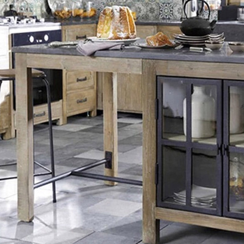 Modern Kitchen Island Dining Room Prep Table with Storage Cabinet