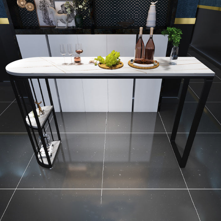 Modern Oval Bar Table Set 1/5 Pcs Stone Top Bar Table and Upholstered Stools