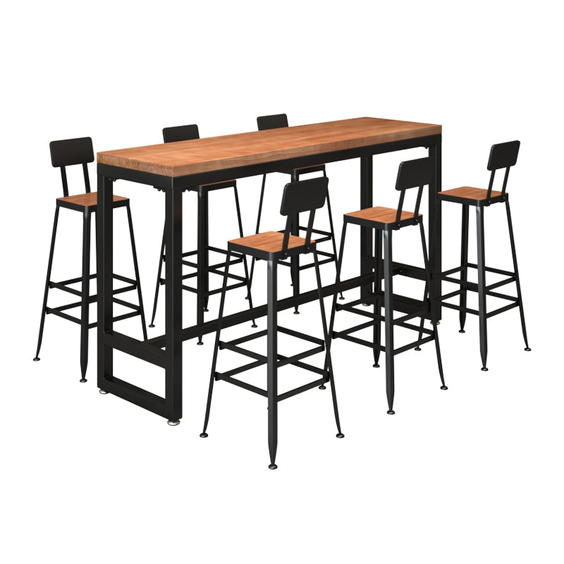 Industrial Rectangle Pub Table Set 1/4/6/7 Pieces Solid Wood Bistro Set