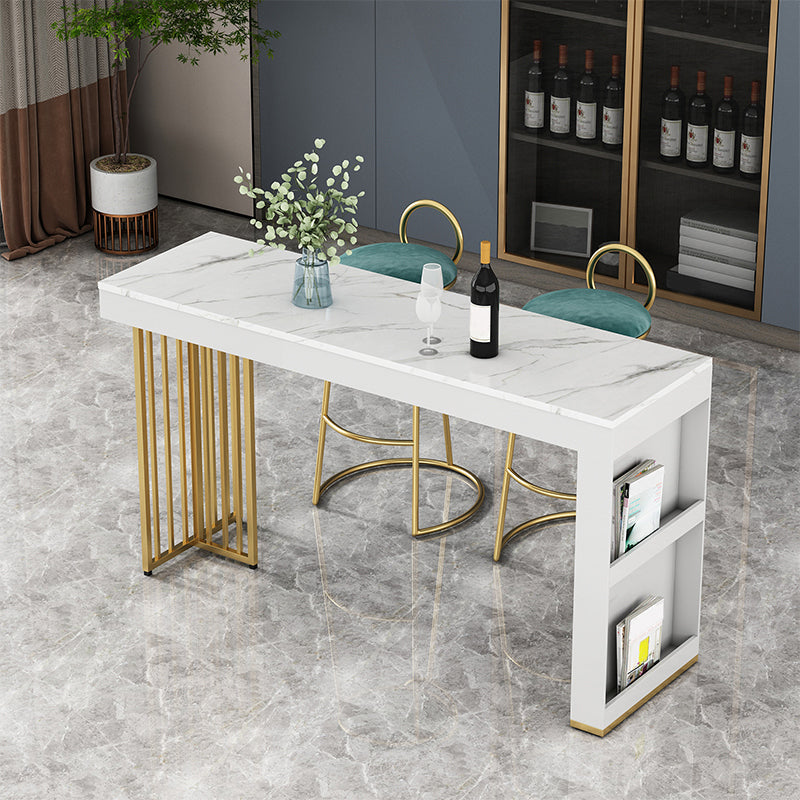 1/3 Pieces Bar Stool and Table Set Faux Marble Contemporary Faux Marble