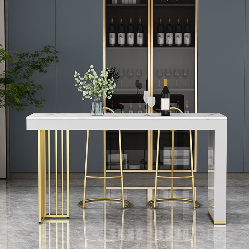 1/3 Pieces Bar Stool and Table Set Faux Marble Contemporary Faux Marble