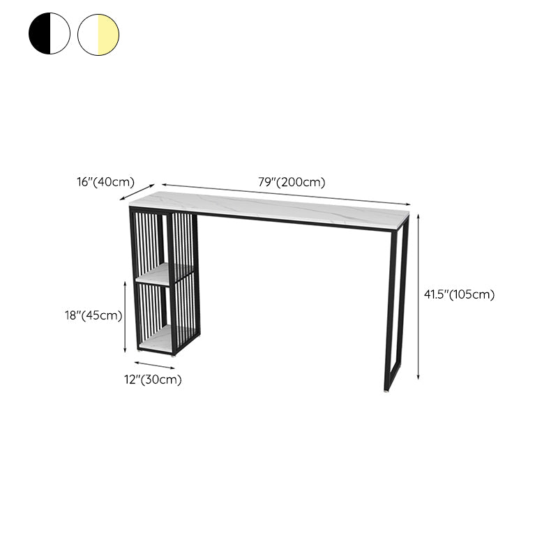 Glam Stone Bar Table Set 1/3 Pieces Rectangle Bar Table with Upholstered Stools