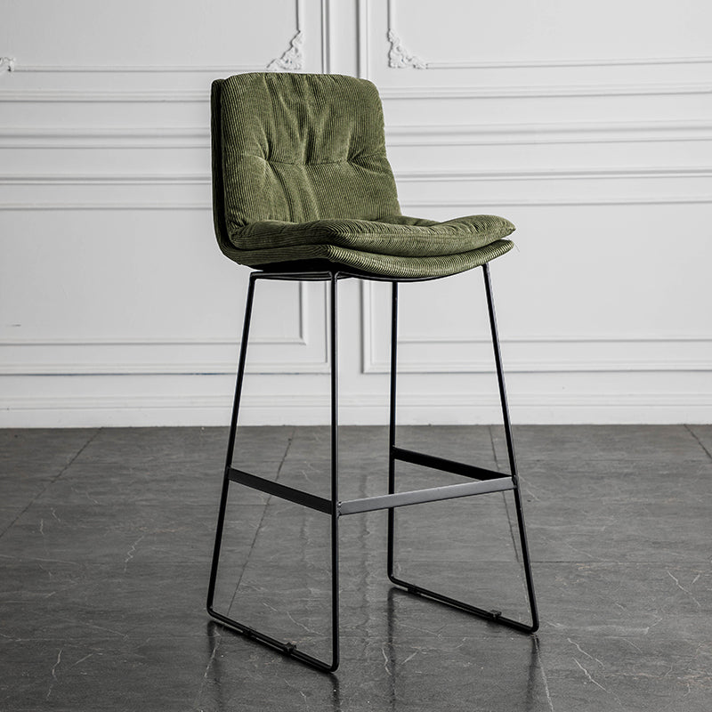 Modern Backrest Armless Counter Stool Iron Cafe Bar Stool with Cushion