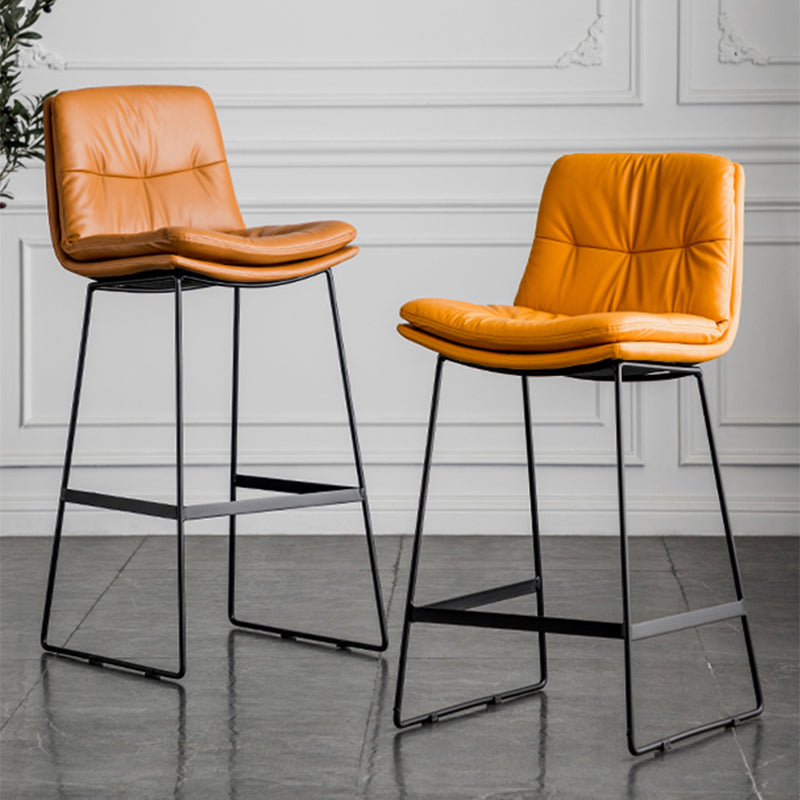 Modern Backrest Armless Counter Stool Iron Cafe Bar Stool with Cushion
