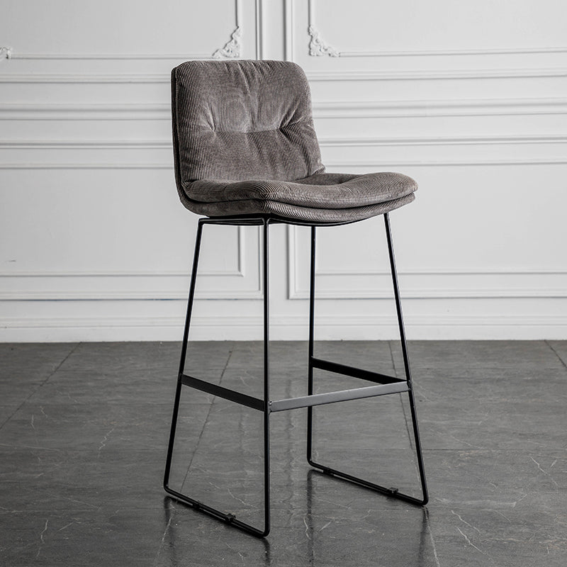 Modern Backrest Armless Counter Stool Iron Cafe Bar Stool with Cushion