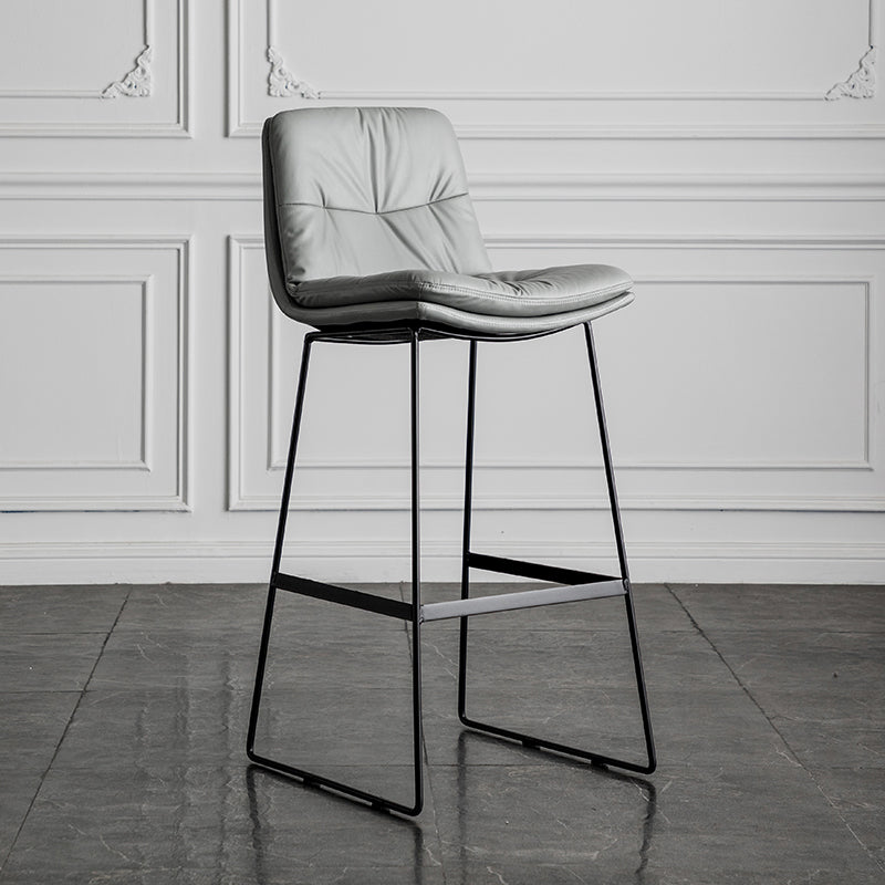 Modern Backrest Armless Counter Stool Iron Cafe Bar Stool with Cushion