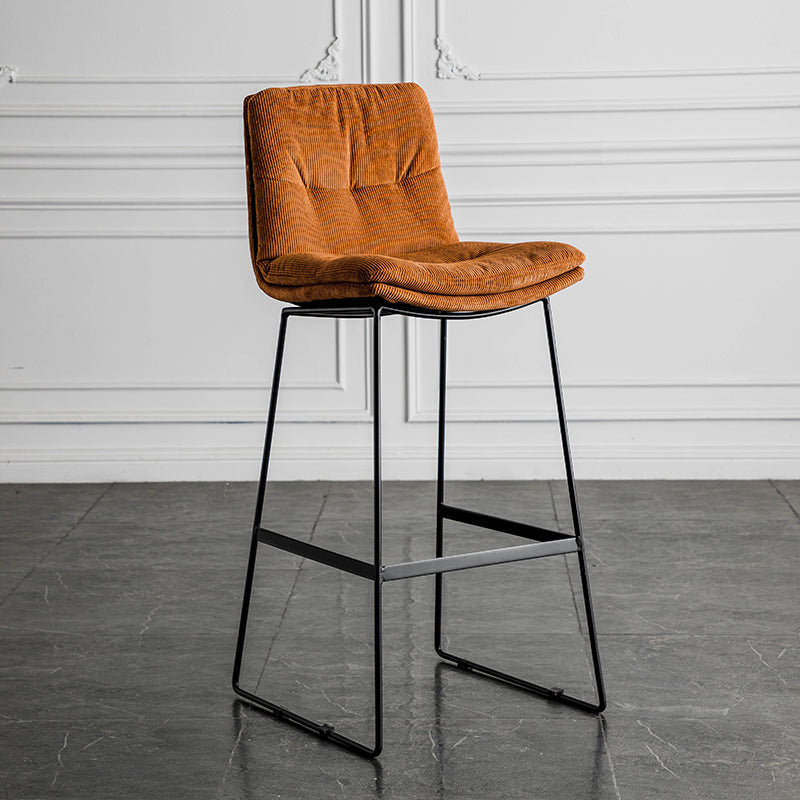 Modern Backrest Armless Counter Stool Iron Cafe Bar Stool with Cushion