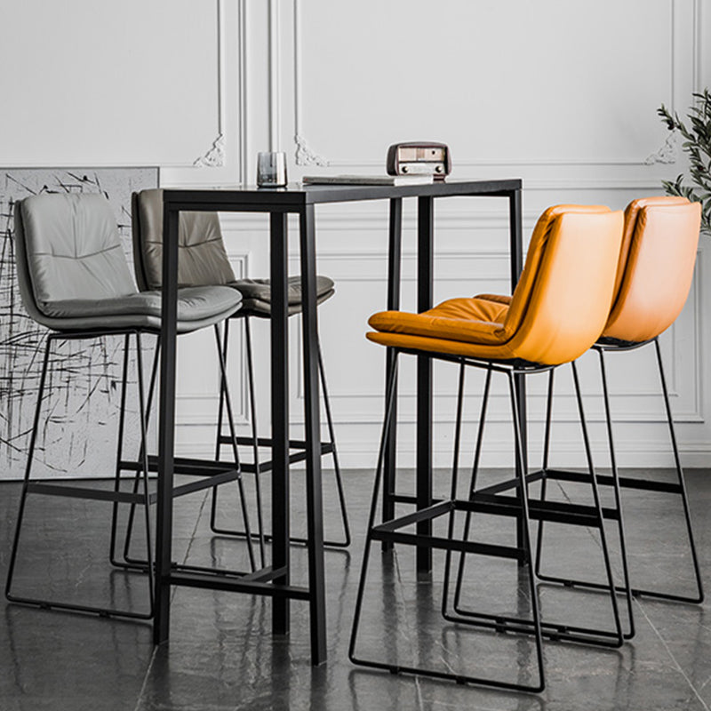 Modern Backrest Armless Counter Stool Iron Cafe Bar Stool with Cushion