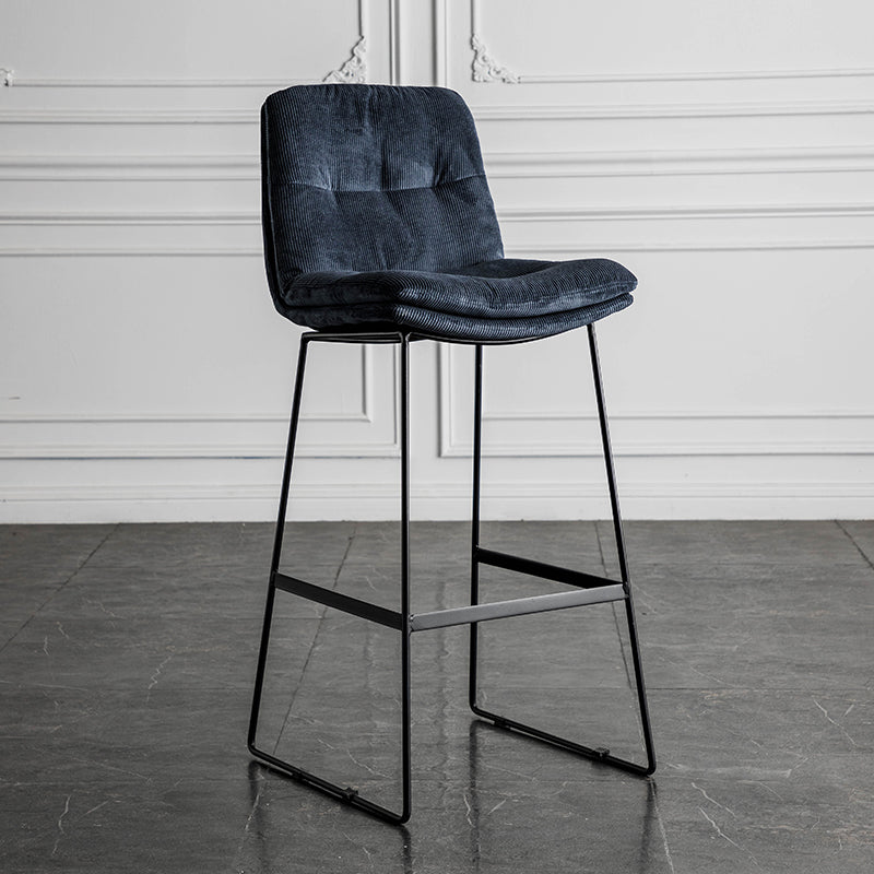 Modern Backrest Armless Counter Stool Iron Cafe Bar Stool with Cushion