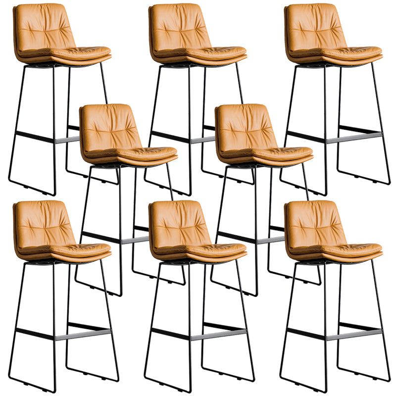 Modern Backrest Armless Counter Stool Iron Cafe Bar Stool with Cushion