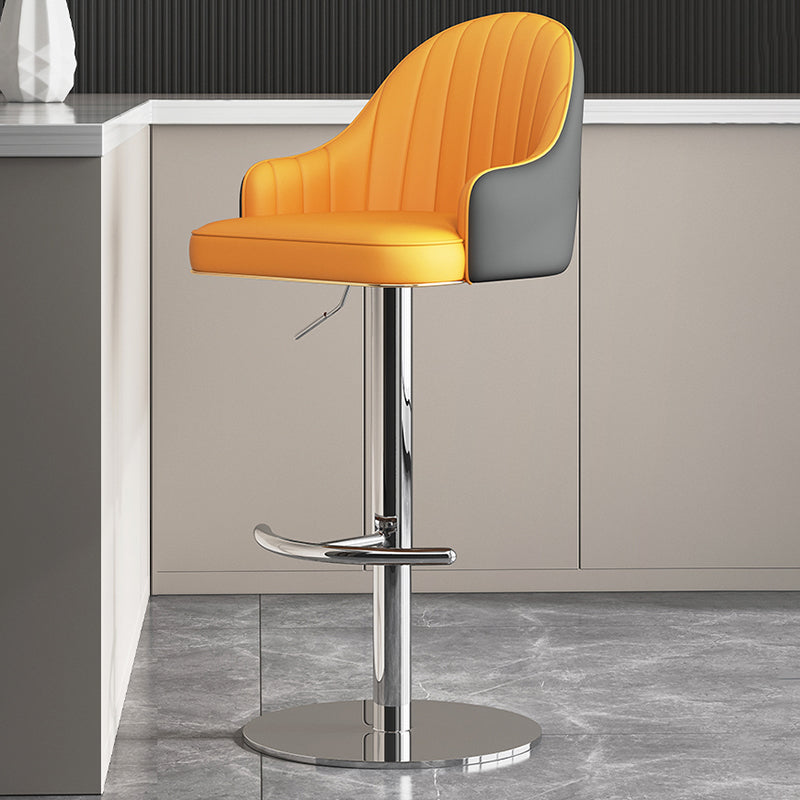 Industrial Backrest Elevatable Counter Stool Iron Cafe Bar Stool with Cushion and Pedal