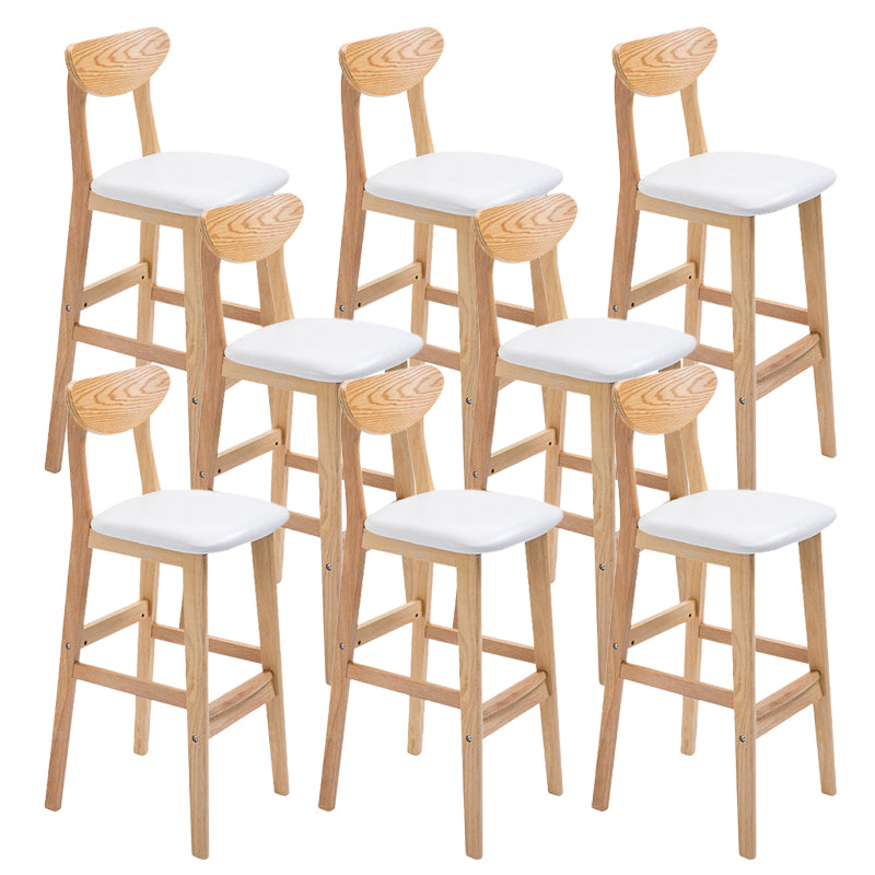Industrial Armless Backrest Counter Stool Rubber Wood Cafe Bar Stool with Cushion