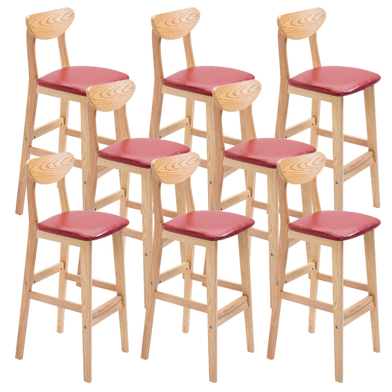 Industrial Armless Backrest Counter Stool Rubber Wood Cafe Bar Stool with Cushion