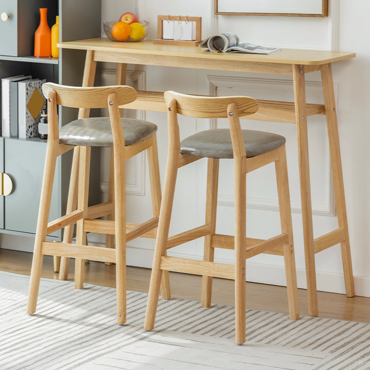 Industrial Backrest Armless Counter Stool Wood Cafe Bar Stool with Pedal and Cushion