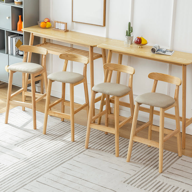 Industrial Backrest Armless Counter Stool Wood Cafe Bar Stool with Pedal and Cushion