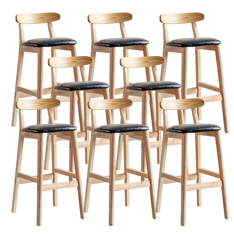 Industrial Backrest Armless Counter Stool Wood Cafe Bar Stool with Pedal and Cushion