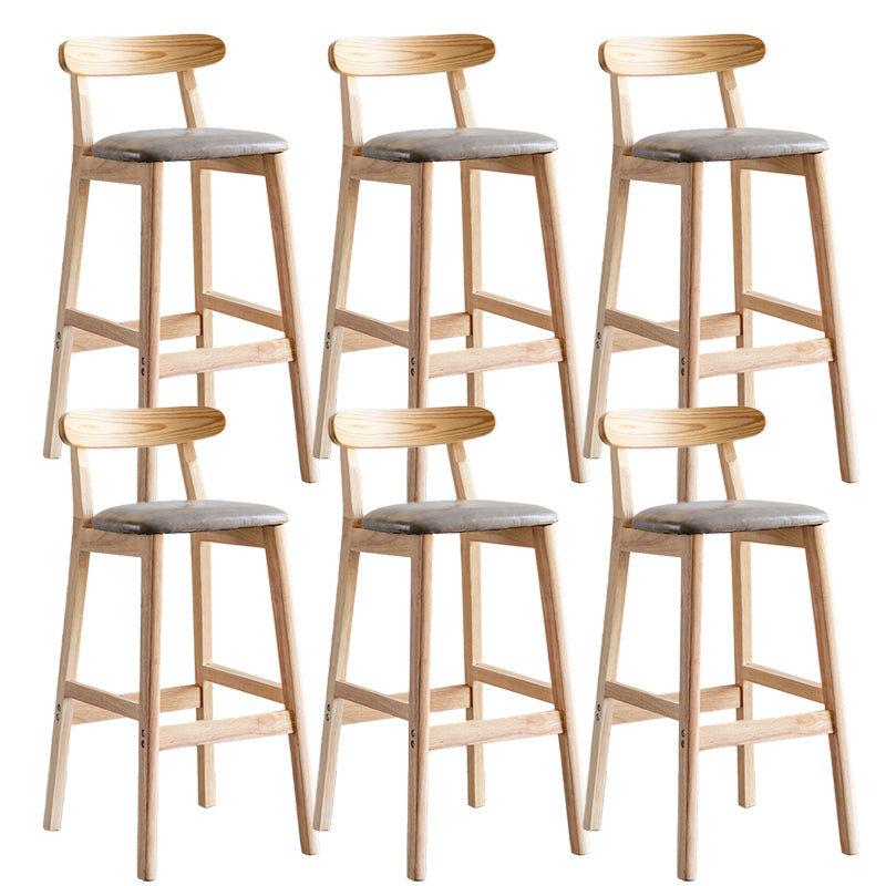 Industrial Backrest Armless Counter Stool Wood Cafe Bar Stool with Pedal and Cushion
