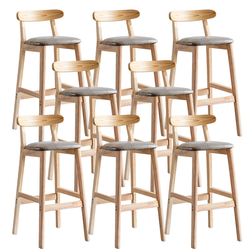 Industrial Backrest Armless Counter Stool Wood Cafe Bar Stool with Pedal and Cushion