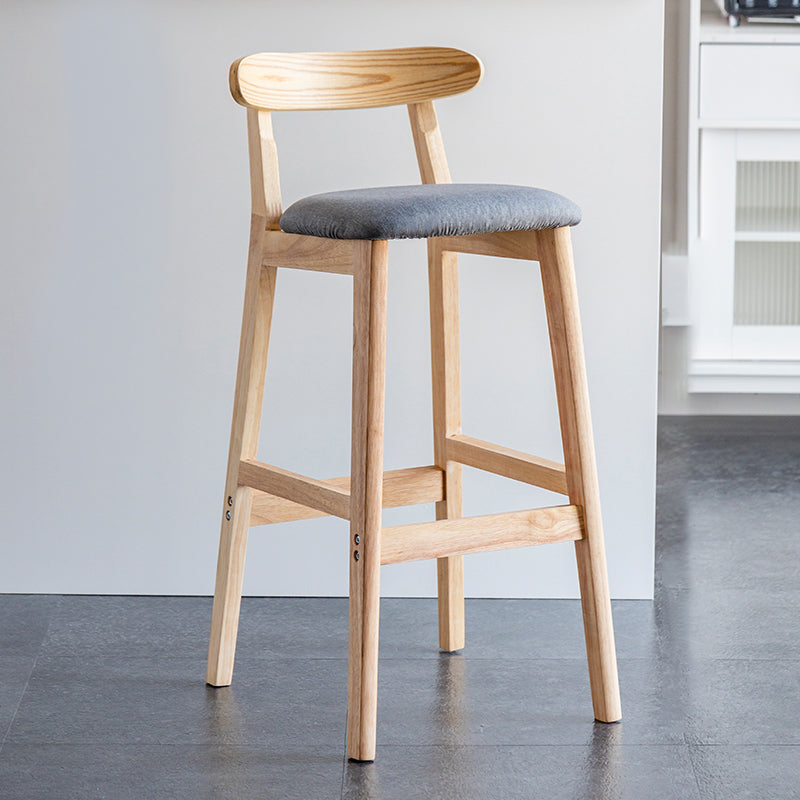 Industrial Backrest Armless Counter Stool Wood Cafe Bar Stool with Pedal and Cushion