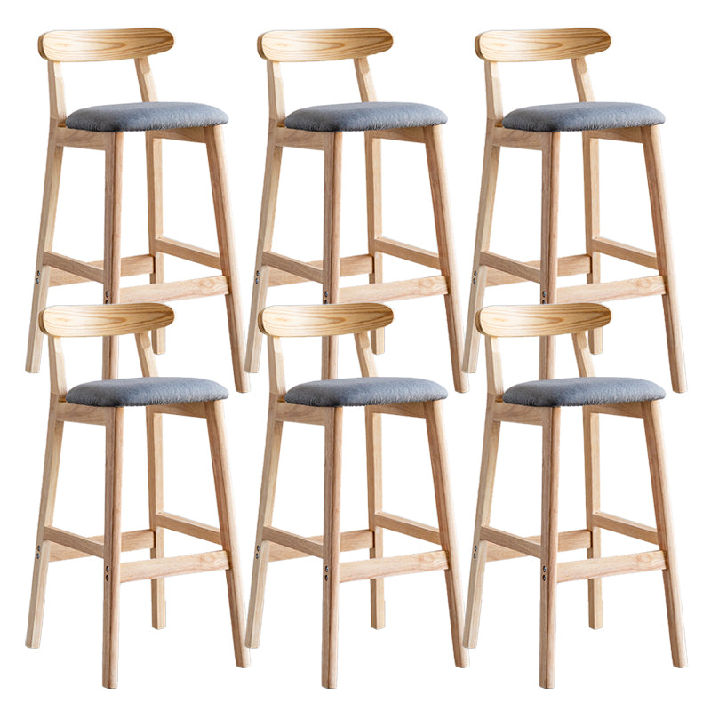 Industrial Backrest Armless Counter Stool Wood Cafe Bar Stool with Pedal and Cushion