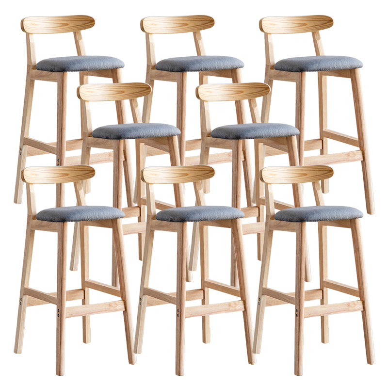 Industrial Backrest Armless Counter Stool Wood Cafe Bar Stool with Pedal and Cushion