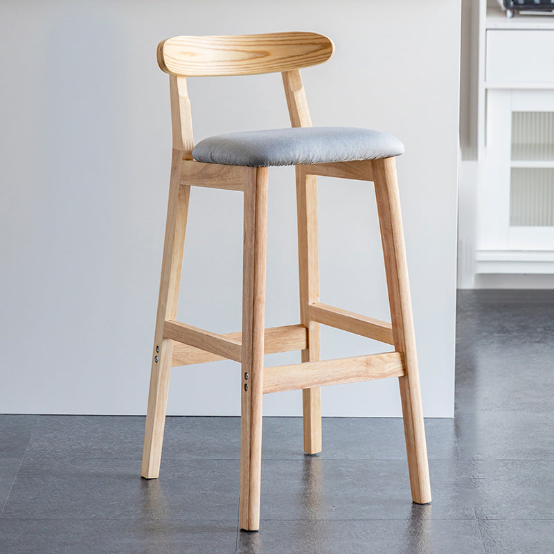 Industrial Backrest Armless Counter Stool Wood Cafe Bar Stool with Pedal and Cushion