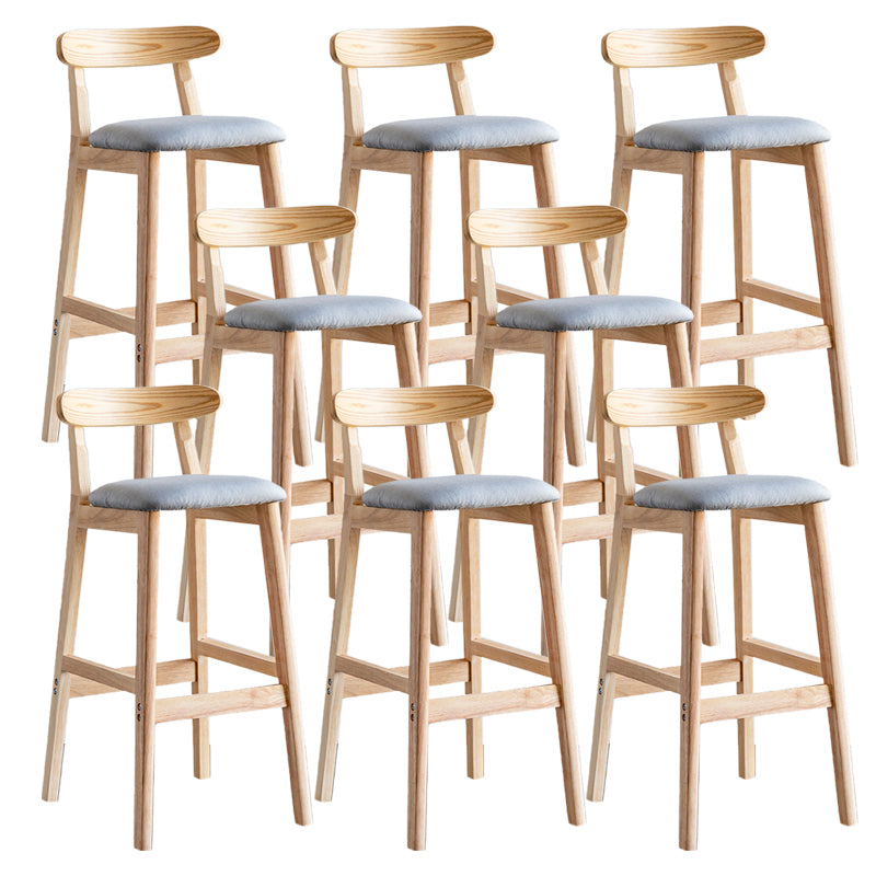 Industrial Backrest Armless Counter Stool Wood Cafe Bar Stool with Pedal and Cushion