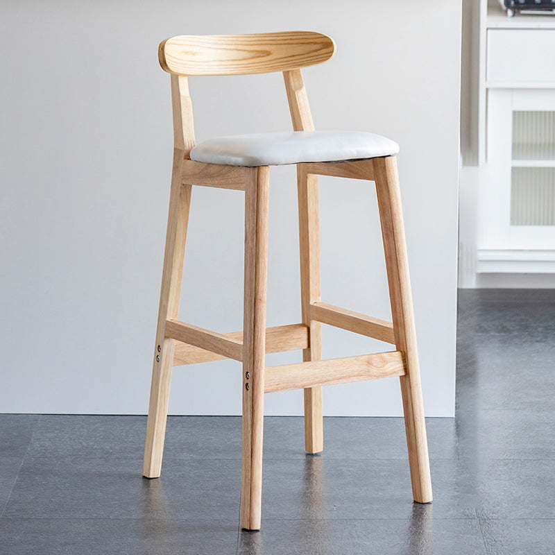 Industrial Backrest Armless Counter Stool Wood Cafe Bar Stool with Pedal and Cushion