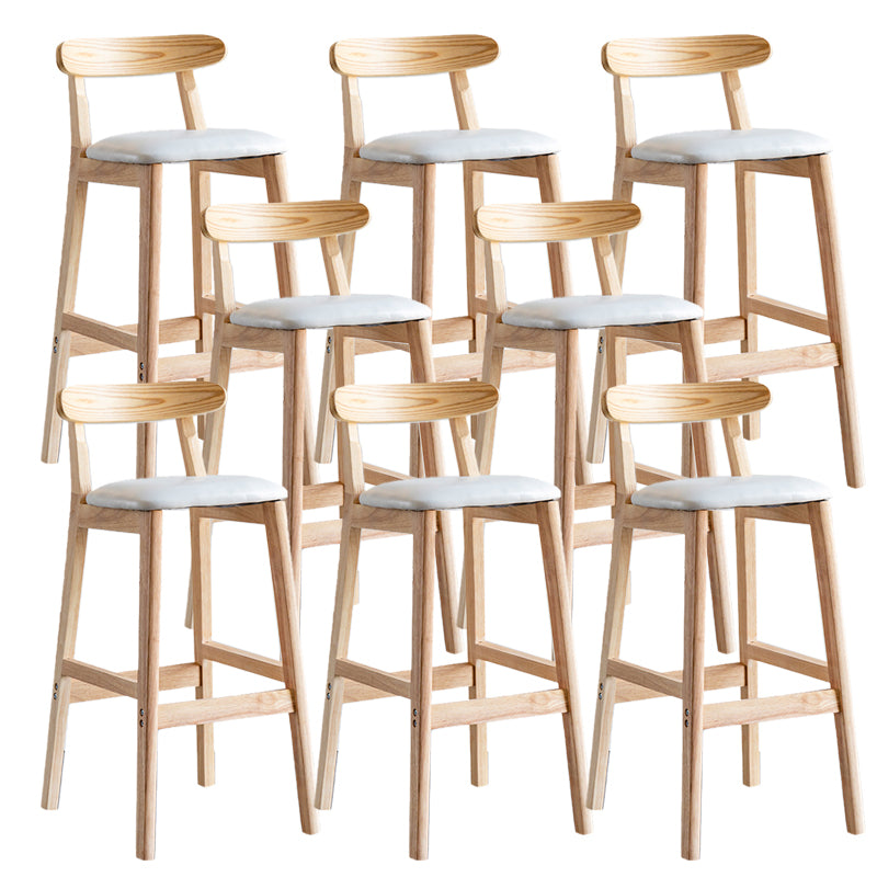 Industrial Backrest Armless Counter Stool Wood Cafe Bar Stool with Pedal and Cushion