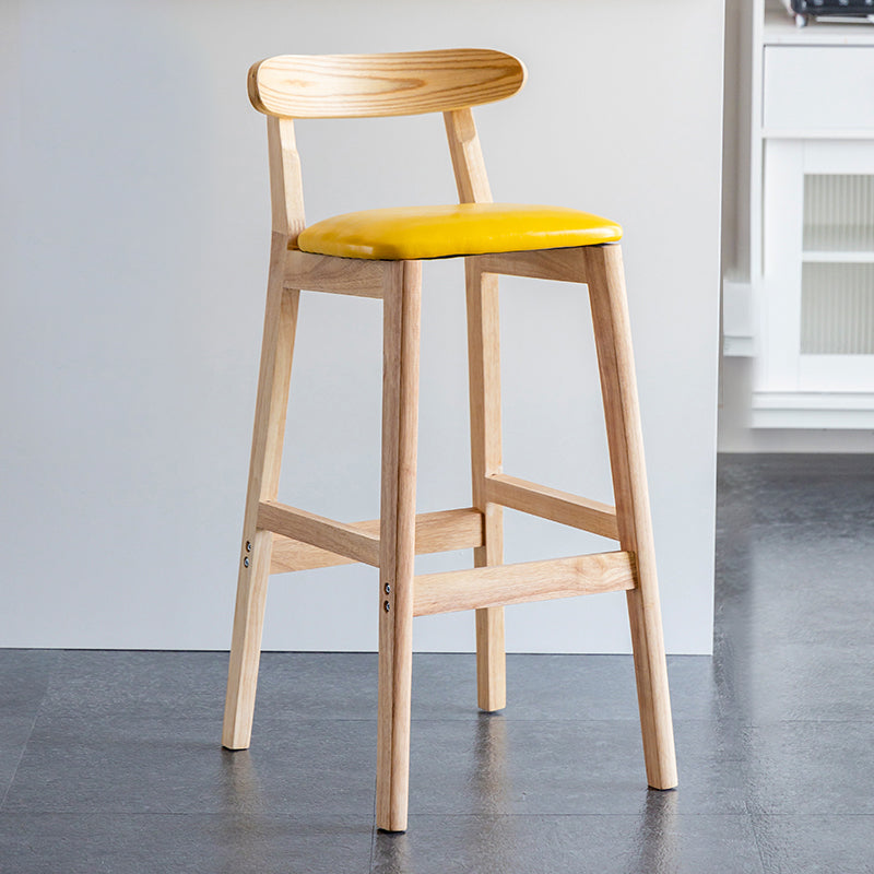 Industrial Backrest Armless Counter Stool Wood Cafe Bar Stool with Pedal and Cushion