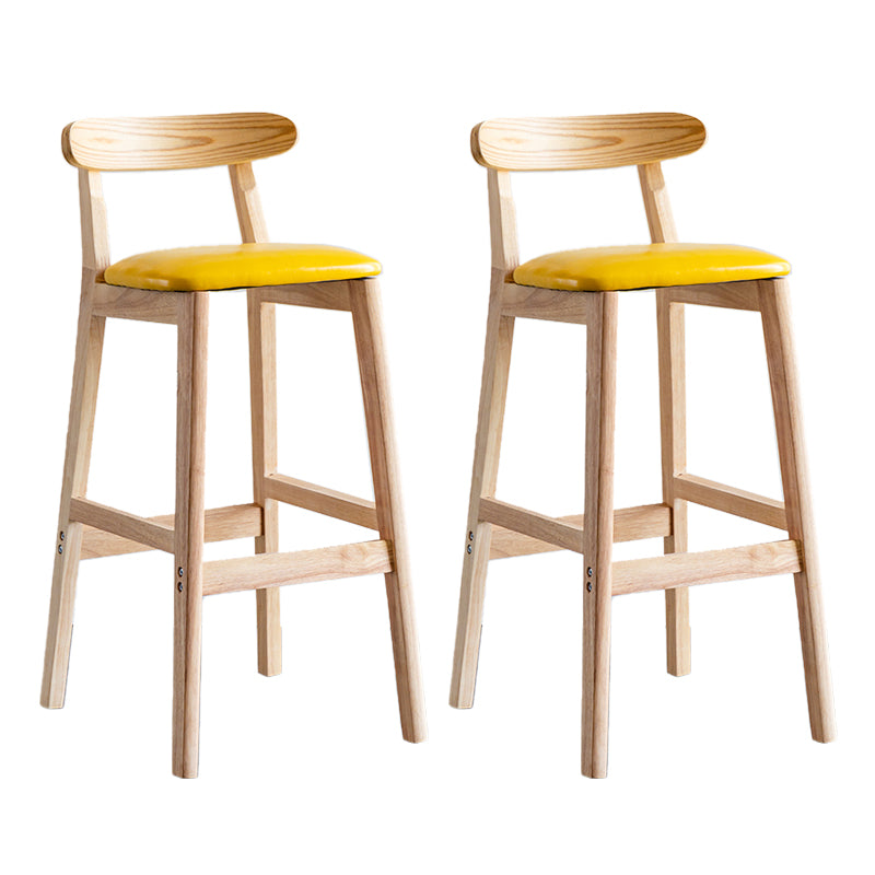 Industrial Backrest Armless Counter Stool Wood Cafe Bar Stool with Pedal and Cushion