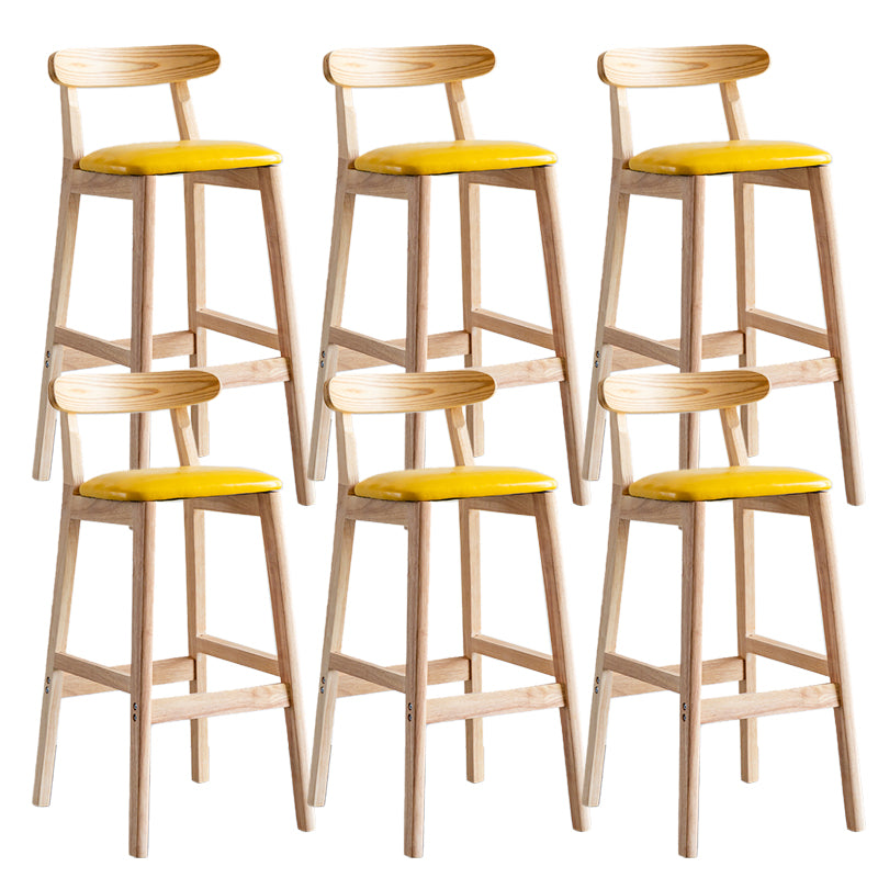 Industrial Backrest Armless Counter Stool Wood Cafe Bar Stool with Pedal and Cushion