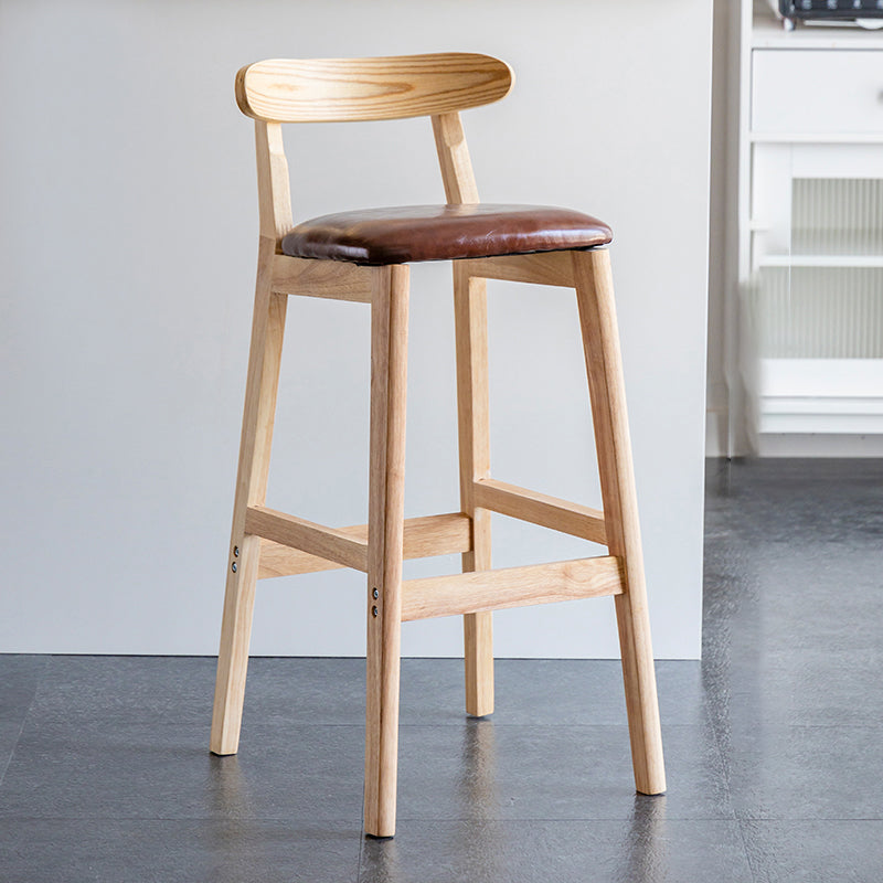 Industrial Backrest Armless Counter Stool Wood Cafe Bar Stool with Pedal and Cushion
