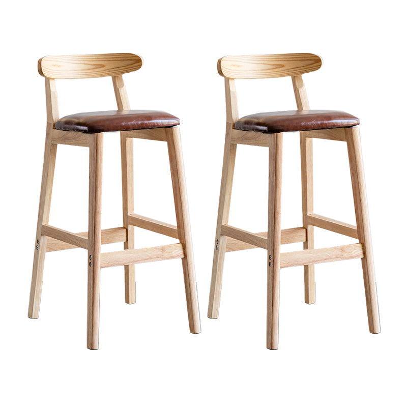 Industrial Backrest Armless Counter Stool Wood Cafe Bar Stool with Pedal and Cushion
