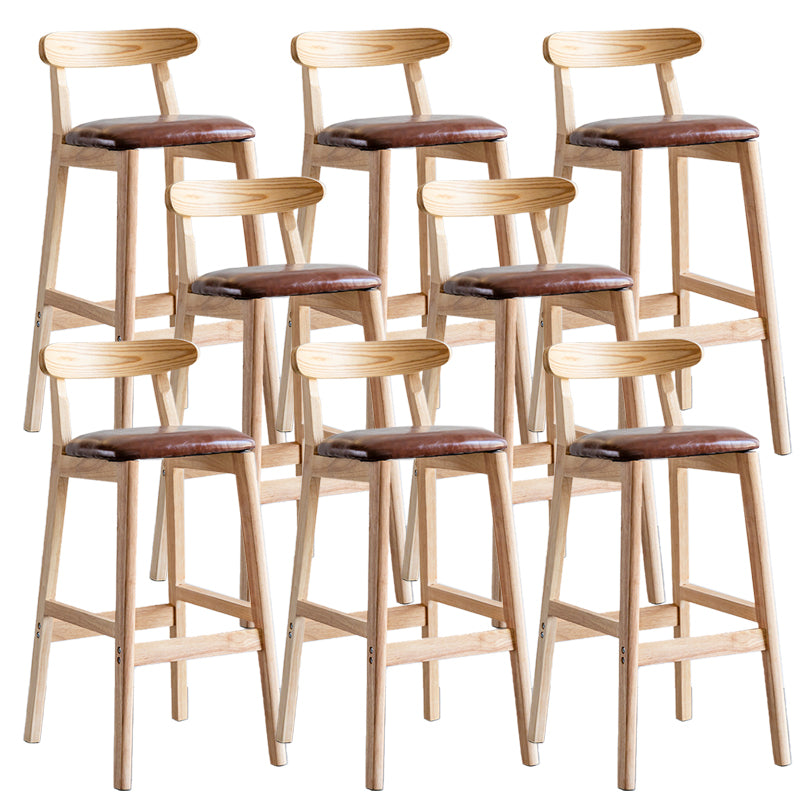 Industrial Backrest Armless Counter Stool Wood Cafe Bar Stool with Pedal and Cushion