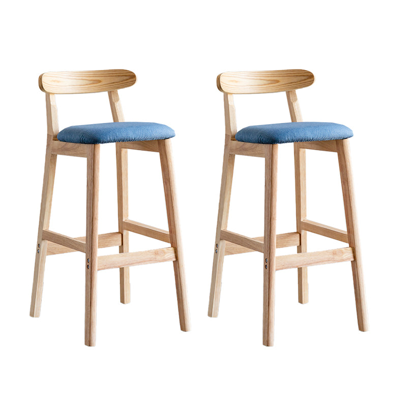 Industrial Backrest Armless Counter Stool Wood Cafe Bar Stool with Pedal and Cushion