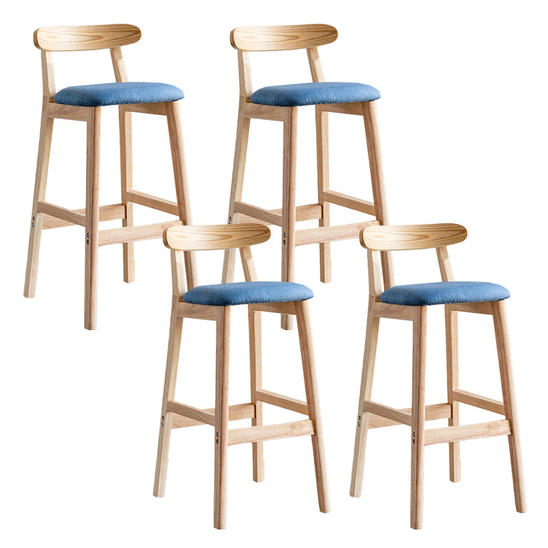 Industrial Backrest Armless Counter Stool Wood Cafe Bar Stool with Pedal and Cushion