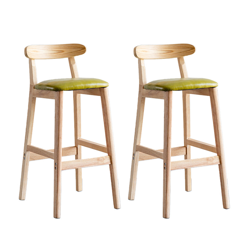 Industrial Backrest Armless Counter Stool Wood Cafe Bar Stool with Pedal and Cushion